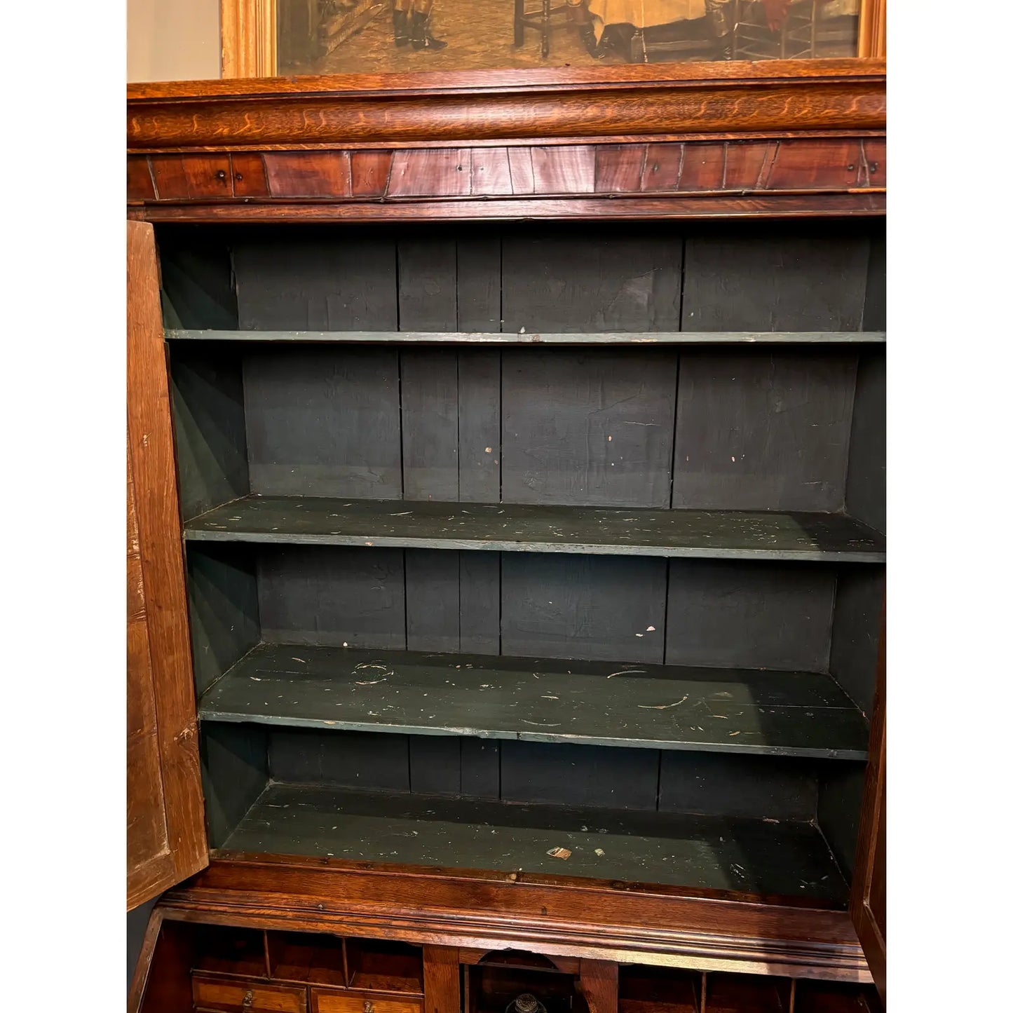 18th-Century Georgian Oak Bureau Bookcase