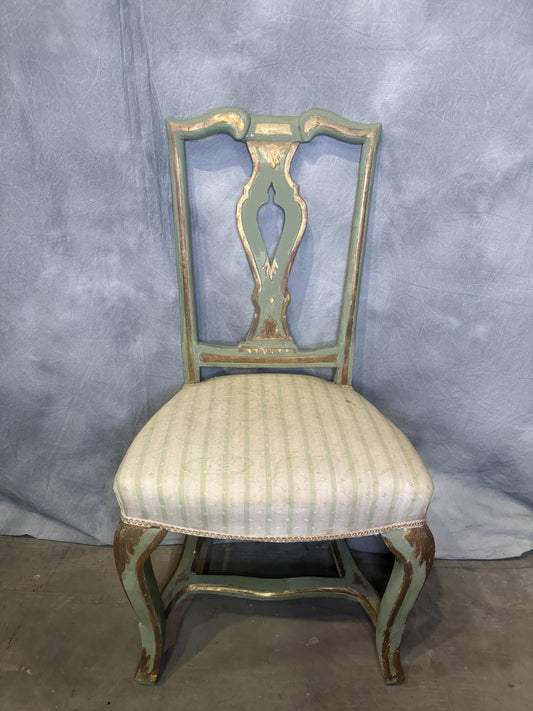 Set of Venetian Wood and Green Chairs (4)