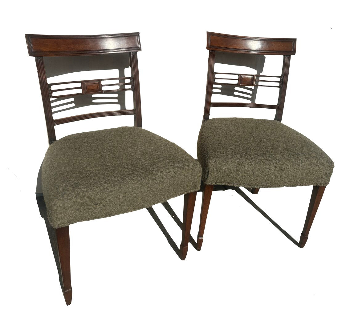 Pair of English Mahogany and Boucle Chairs