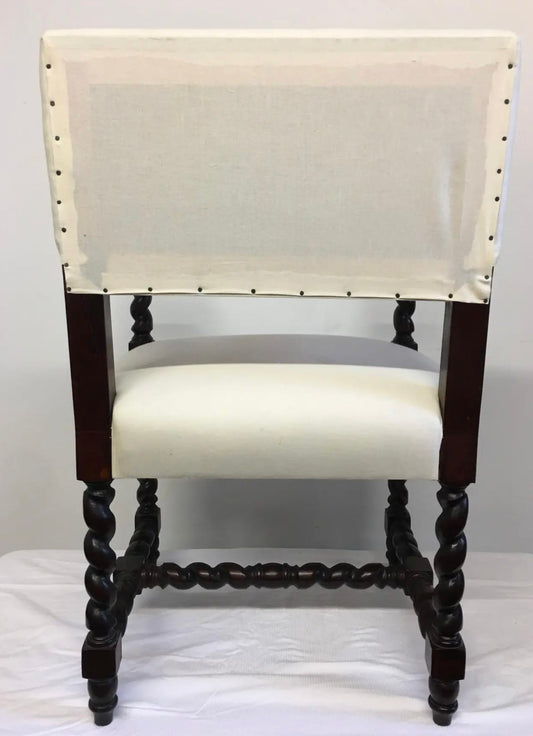 Period Style English Chair With Barley Twist Legs and Lions Heads