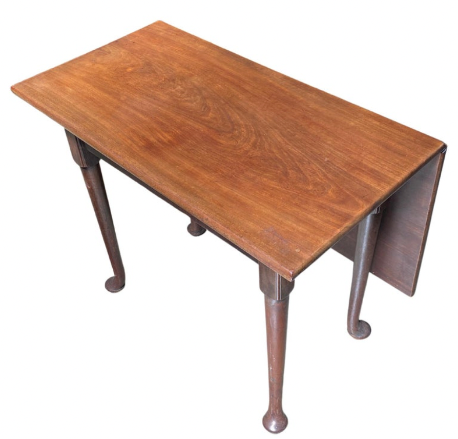 Antique Queen Anne Singular Drop Leaf Table With Drawer