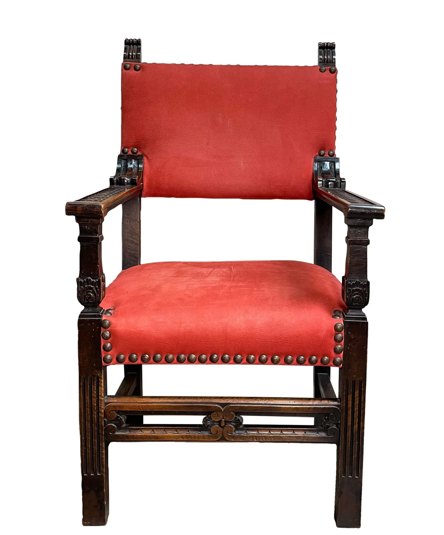 19th Century Italian Red Leather Chair