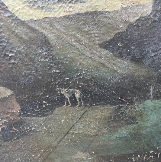 1940s Italian "Cane Da Caccia Tra Le Rovine" Painting