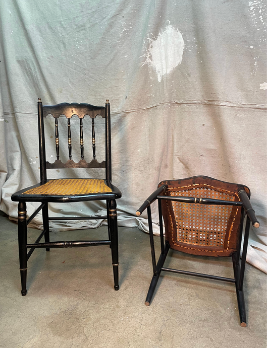 Pair of Late 19th Century Caned Chairs