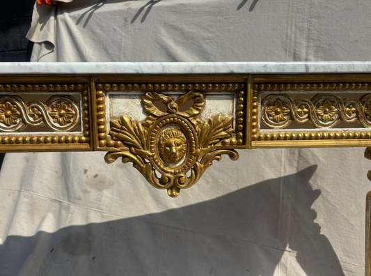 Antique Gilded Console Table With Marble Top