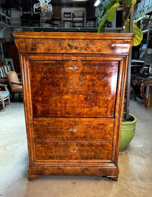 Mid 19th Century Walnut and Mahogany Secretaire