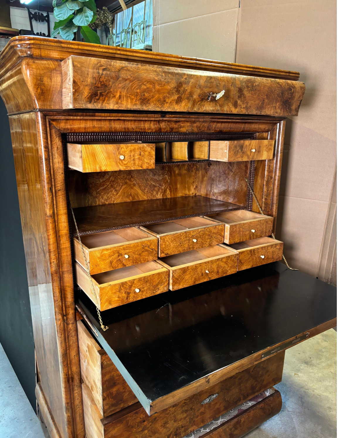 Mid 19th Century Walnut and Mahogany Secretaire