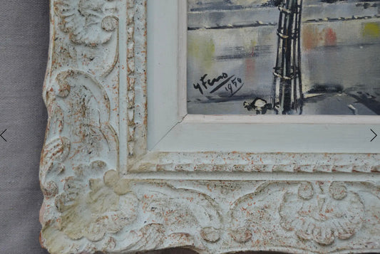 1950 Framed French Industrial Painting Signed Gabriel Marc Louis Ferro