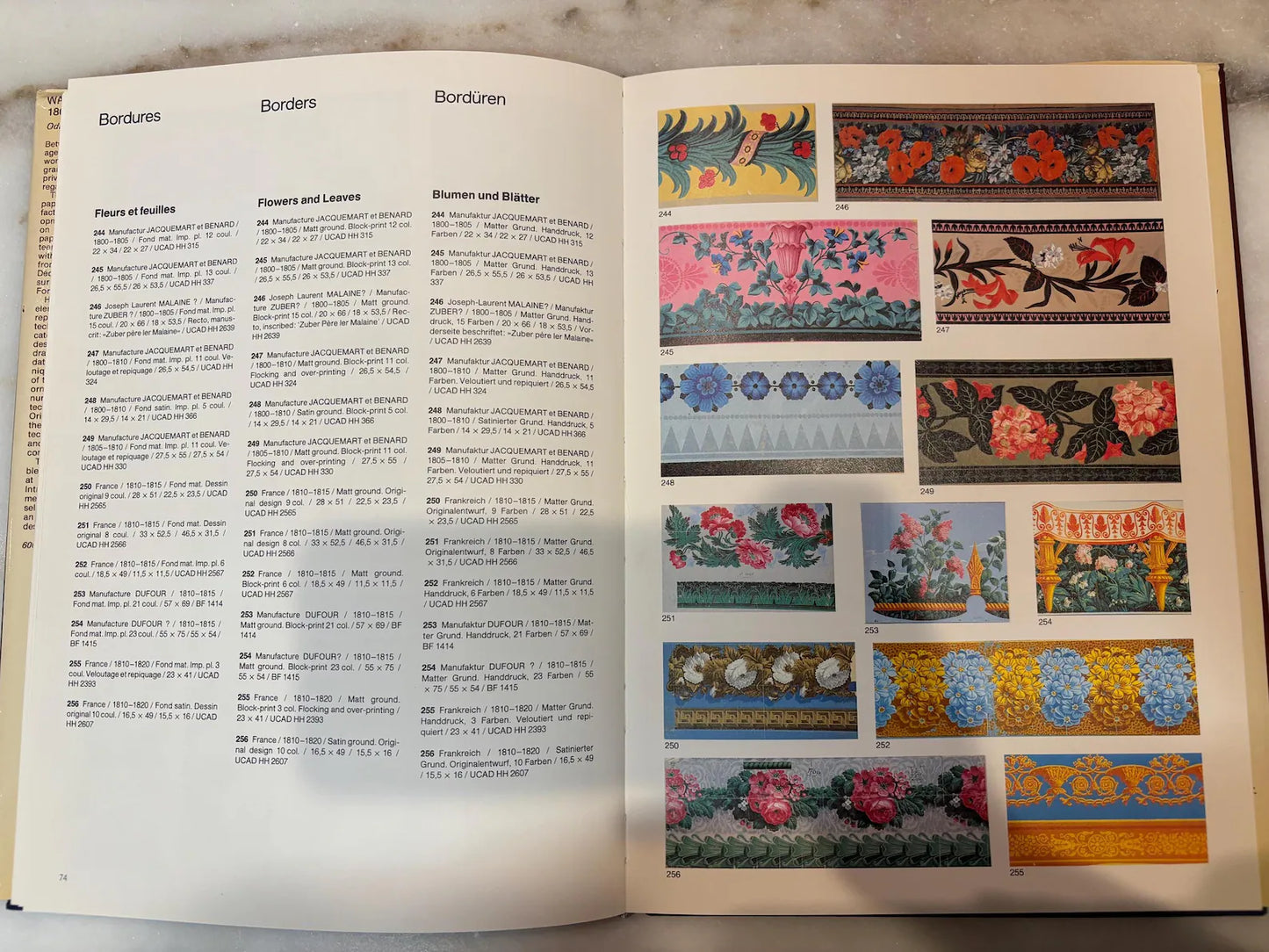 Vintage hardcover book 'Wallpapers of France', 1800-1850 by Odile Nouvel