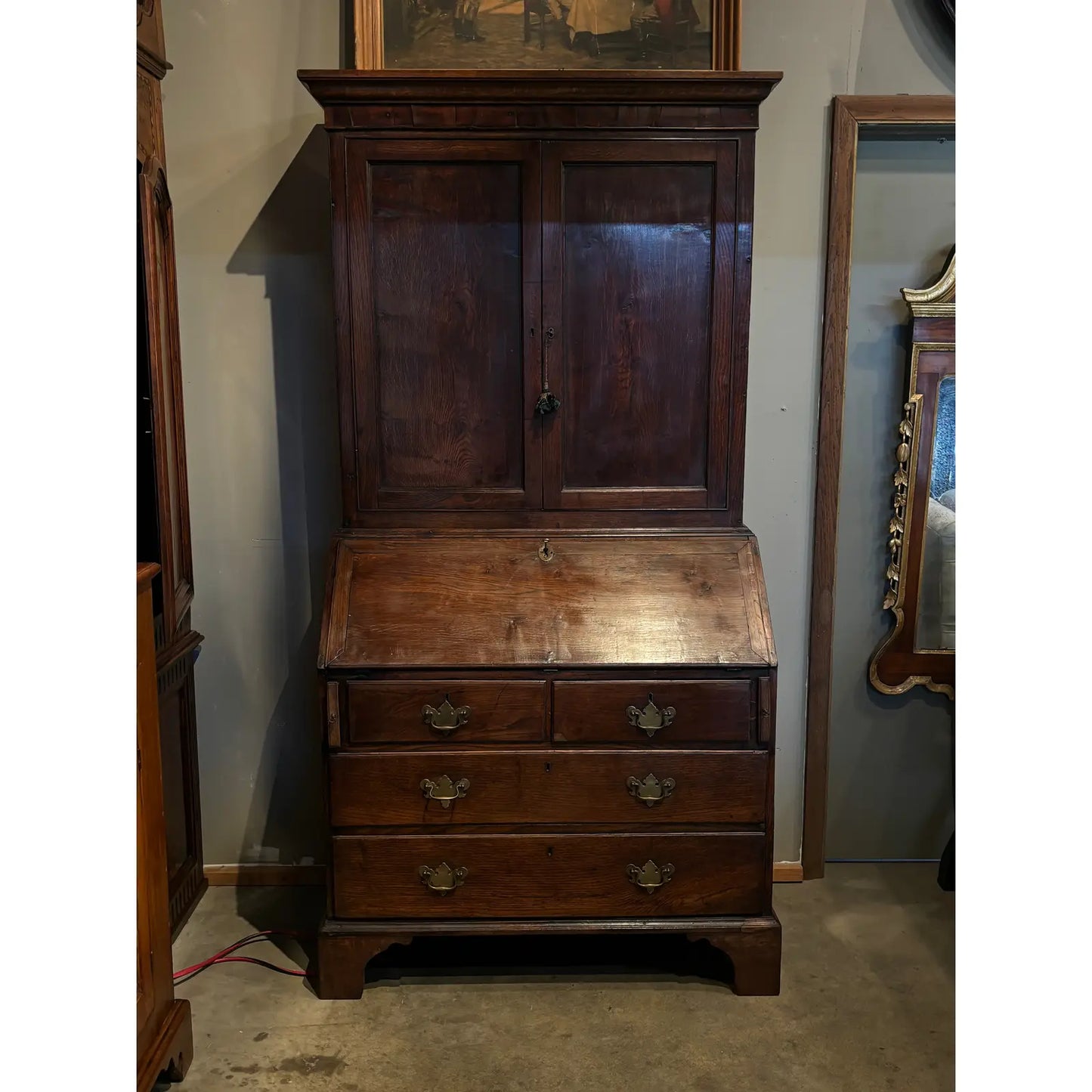 18th-Century Georgian Oak Bureau Bookcase