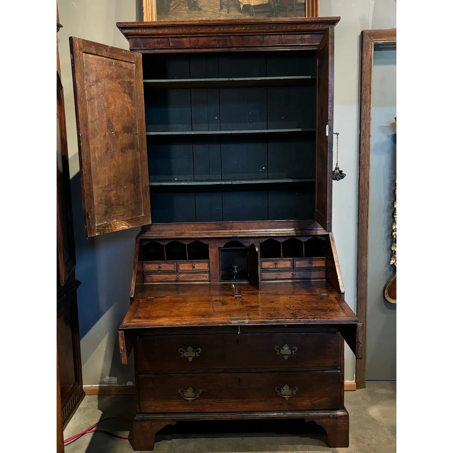 18th-Century Georgian Oak Bureau Bookcase