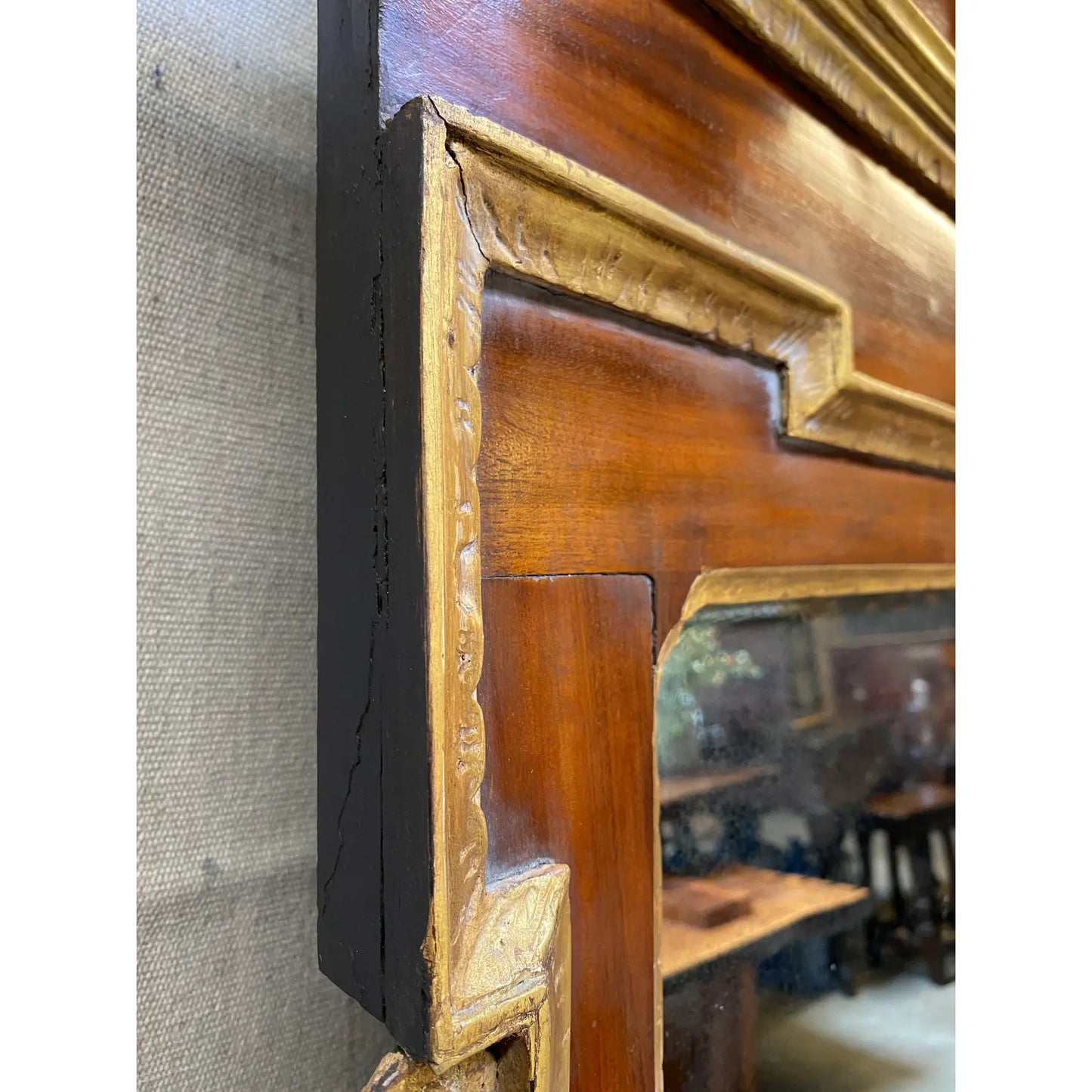19th Century Federal Style Gilded Mahogany Wall Mirror With Phoenix Crest