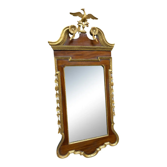 19th Century Federal Style Gilded Mahogany Wall Mirror With Phoenix Crest