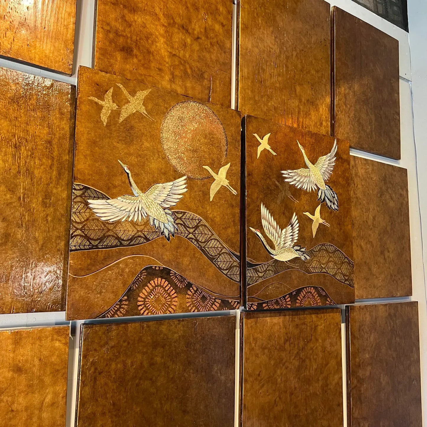 20th Century Japanese Crane Panels