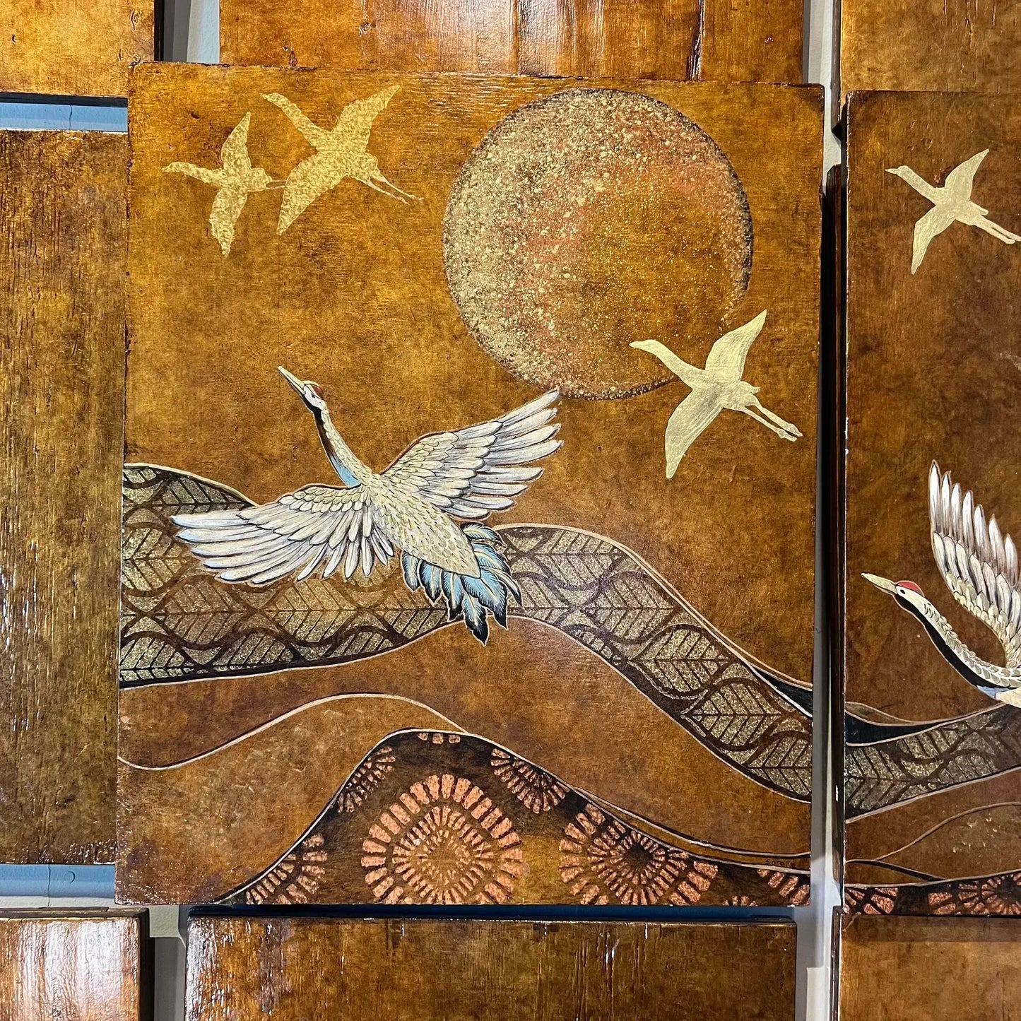20th Century Japanese Crane Panels