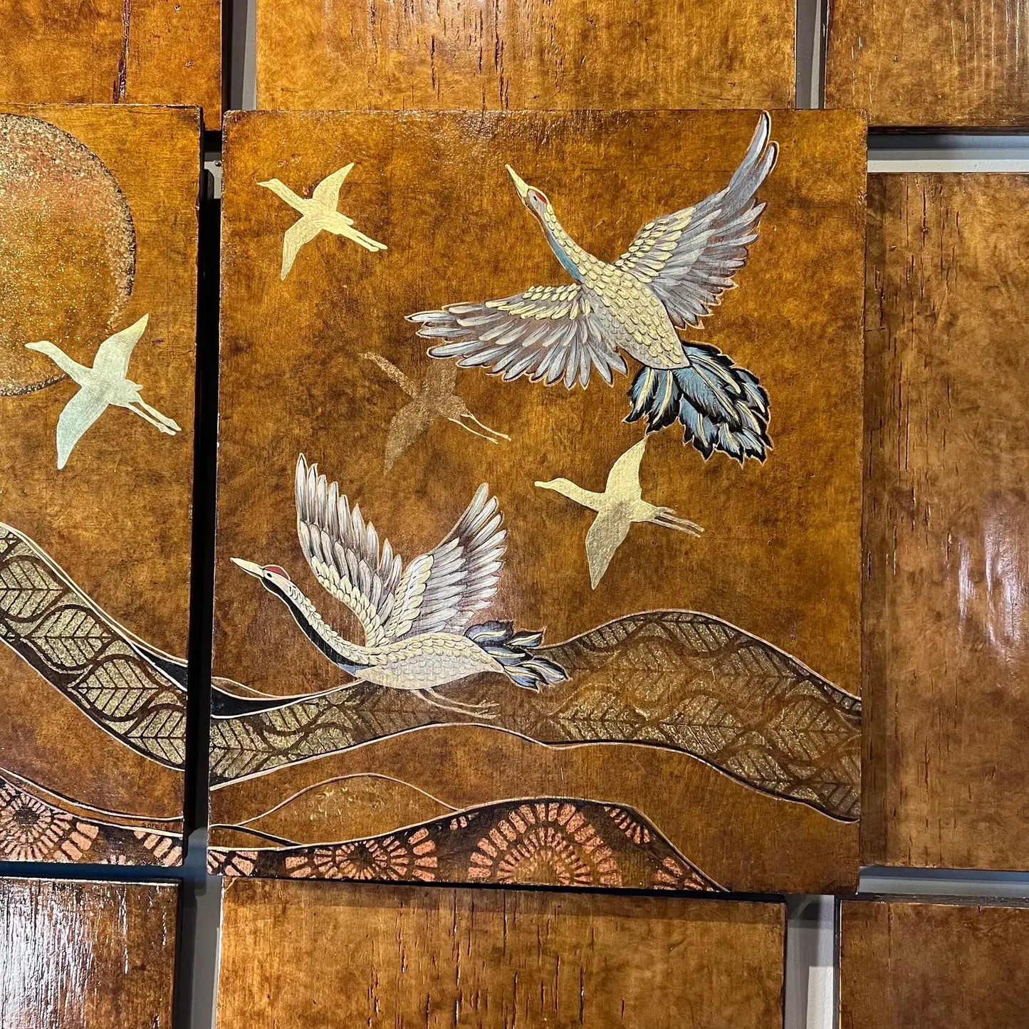 20th Century Japanese Crane Panels