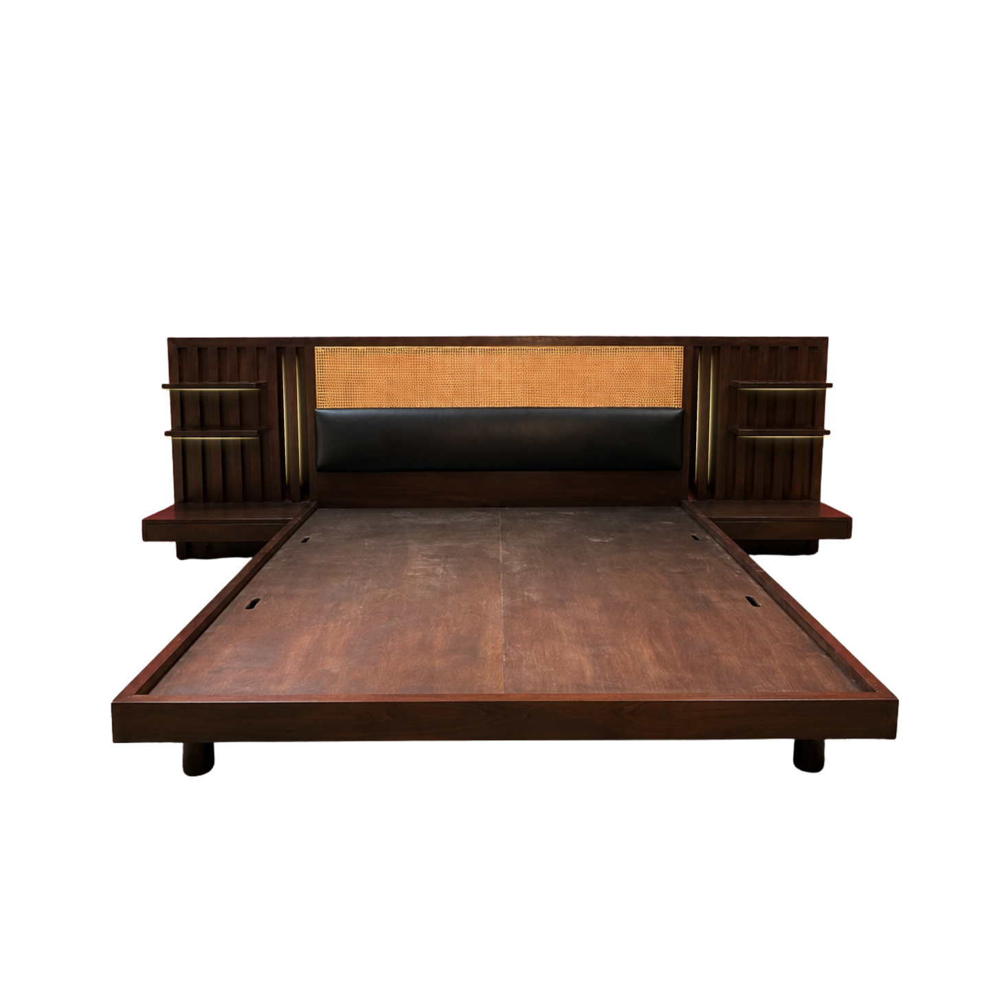 Custom Bed Frame with Built-In Shelving and Nightstands