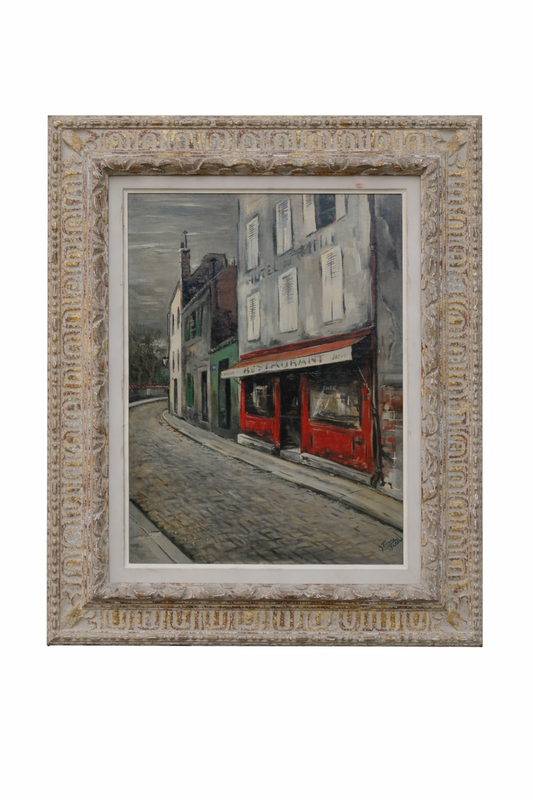 1940s Mid-Century French Industrial Oil Painting Signed by Gabriel Marc Louis Ferro
