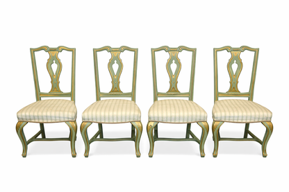 Set of Venetian Wood and Green Chairs (4)
