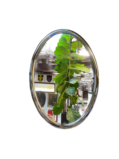 Futuristic Chrome Oval Wall Mirror