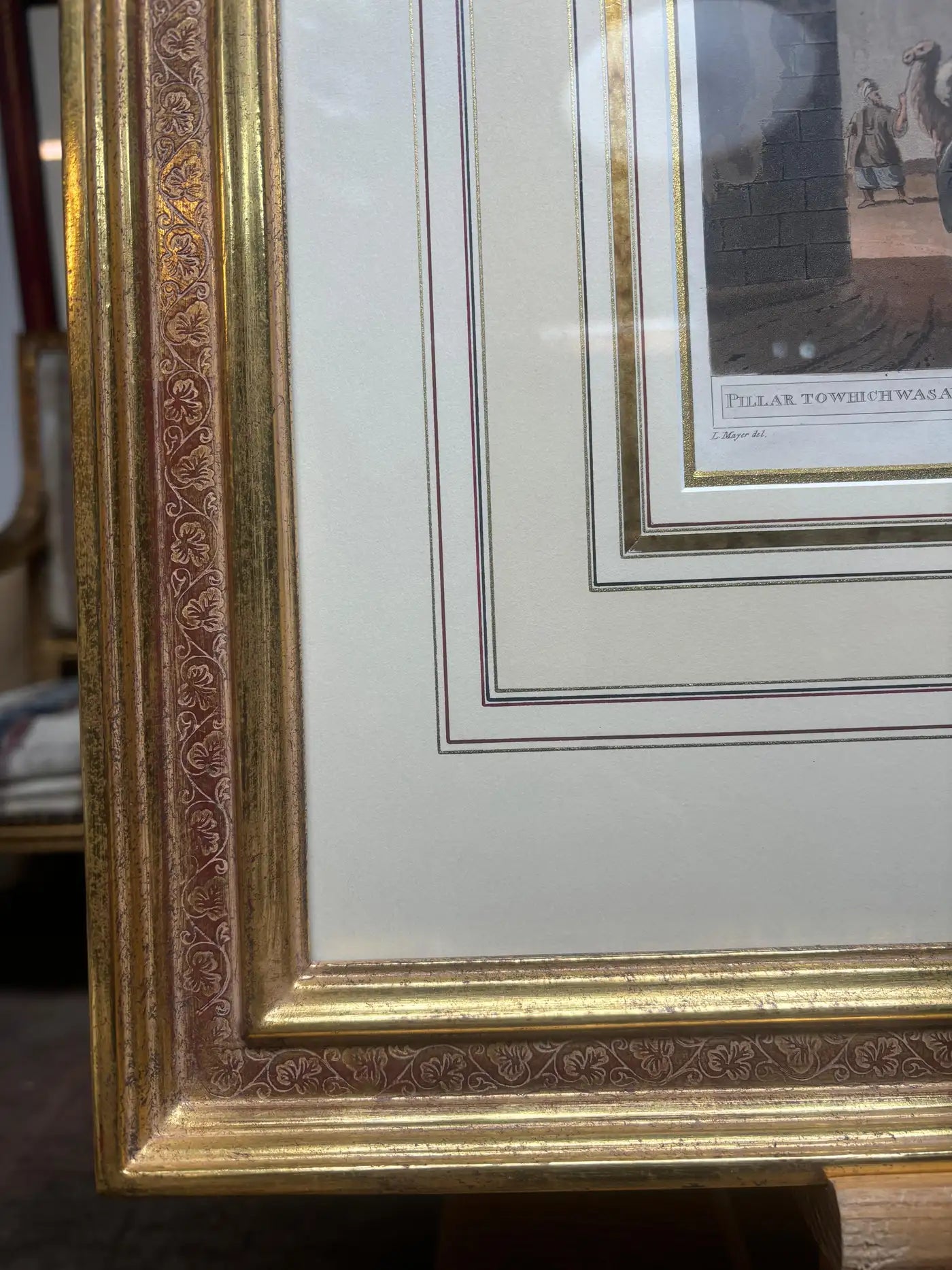 Luigi Mayer - Affixed Pillar with Hand Gilded Frame