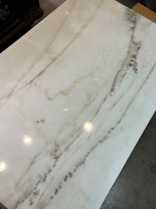 Vintage Industrial Marble Top Library Table