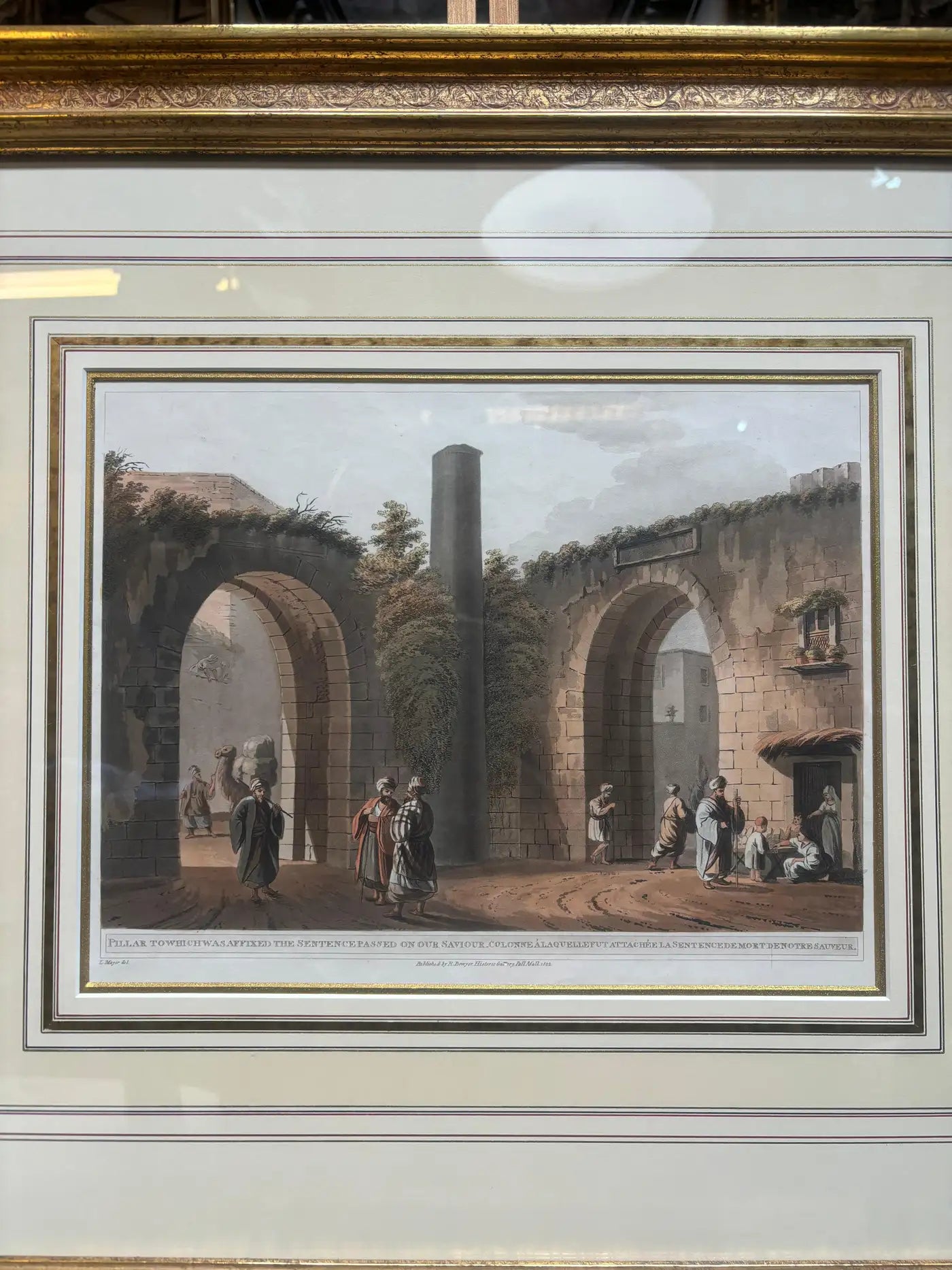 Luigi Mayer - Affixed Pillar with Hand Gilded Frame