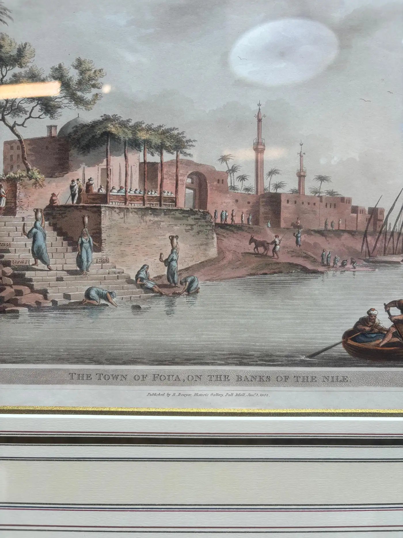 Luigi Mayer - "The Town of Foua, Banks of Nile, 1839" with Gold Frame