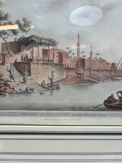 Luigi Mayer - "The Town of Foua, Banks of Nile, 1839" with Gold Frame