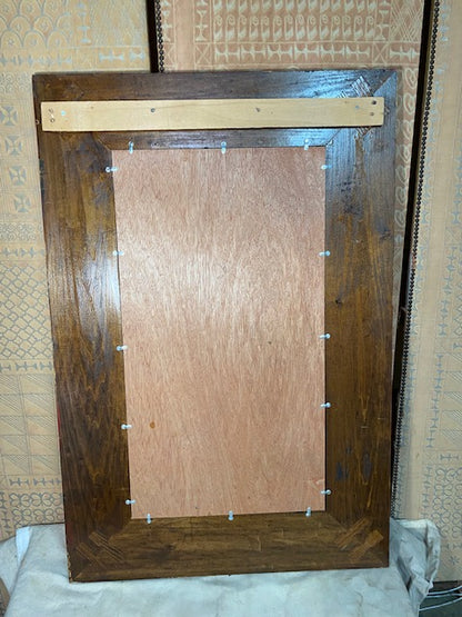 Red Chinoiserie Convex Mirror
