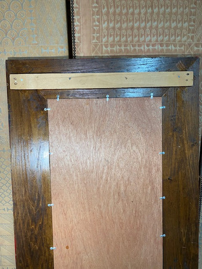 Red Chinoiserie Convex Mirror