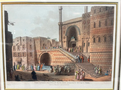Luigi Mayer - "The Lovers Fountain with the Adjacent Mosque" with Gold Frame