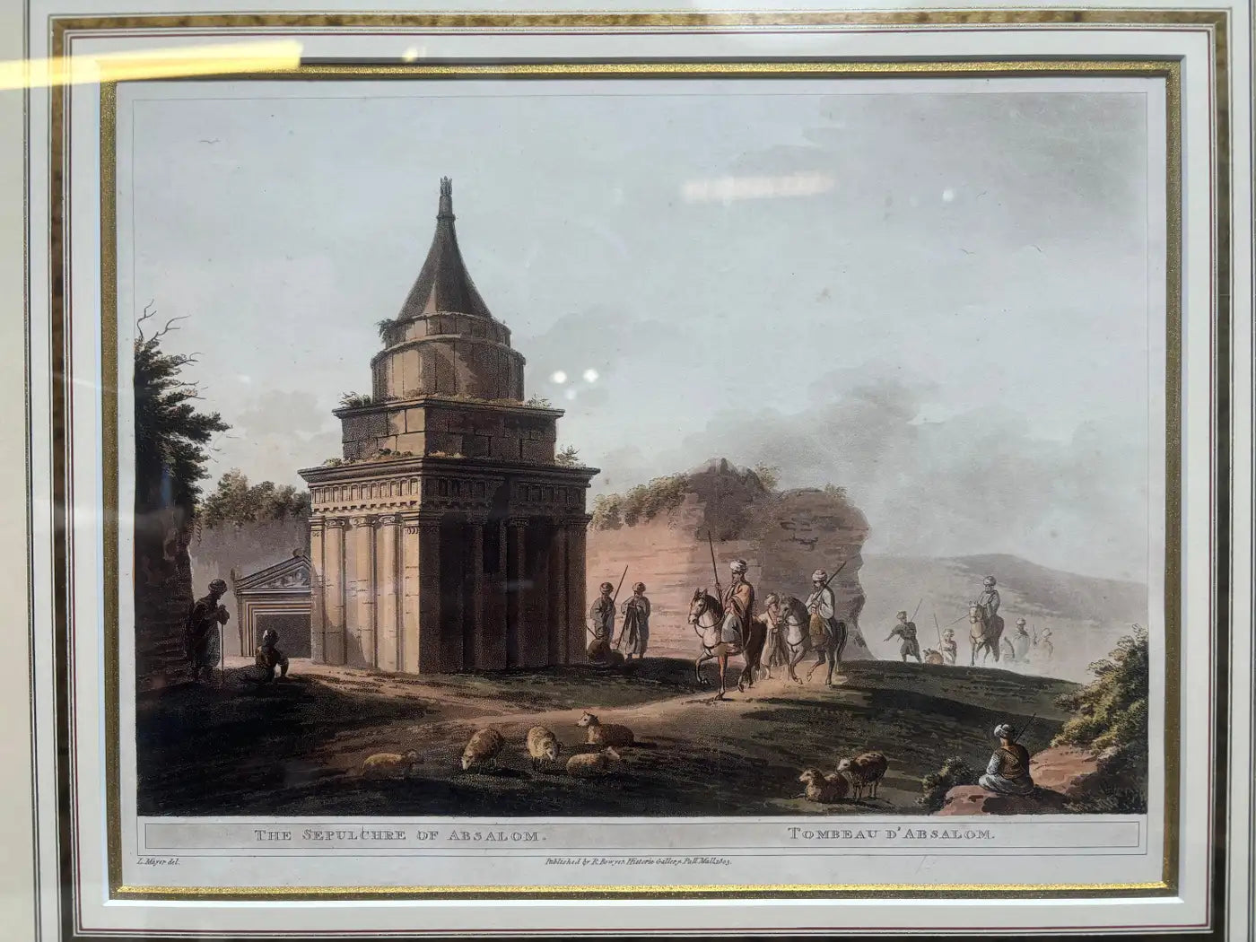 Luigi Mayer - "Tomb of Absalom in Jerusalem, 1831" with Gold Frame