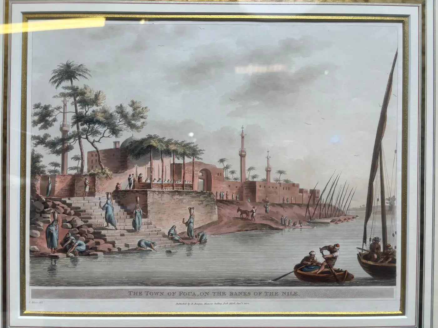 Luigi Mayer - "The Town of Foua, Banks of Nile, 1839" with Gold Frame