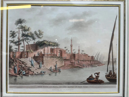 Luigi Mayer - "The Town of Foua, Banks of Nile, 1839" with Gold Frame