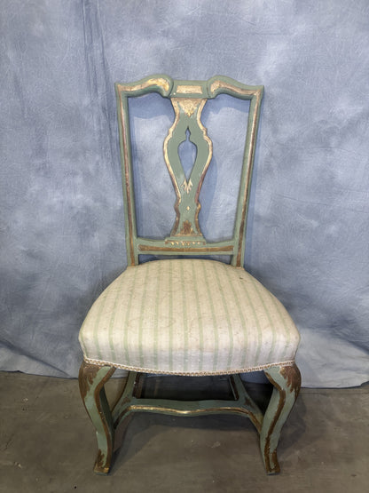 Set of Venetian Wood and Green Chairs (4)