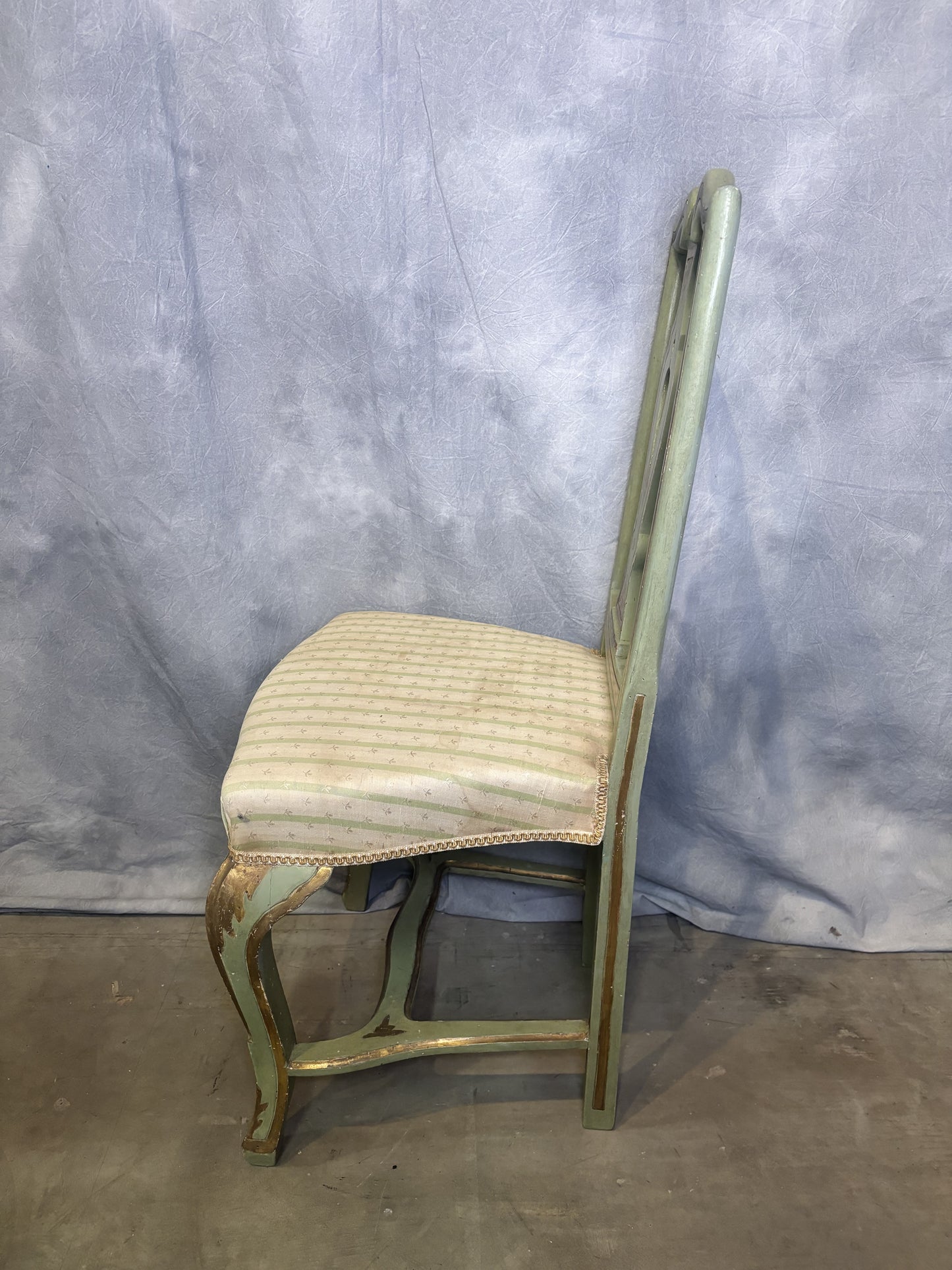 Set of Venetian Wood and Green Chairs (4)