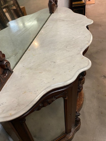 Irish Victorian Burl Walnut Credenza