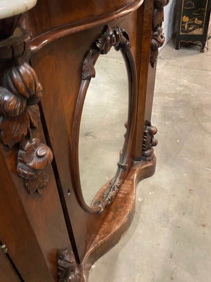 Irish Victorian Burl Walnut Credenza