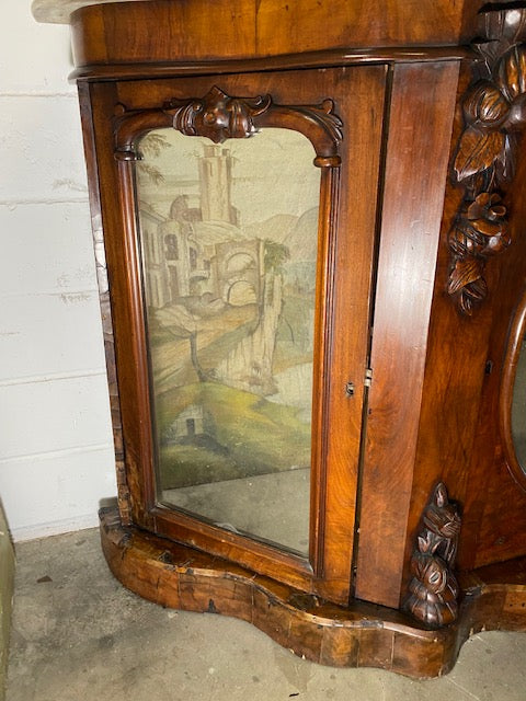 Irish Victorian Burl Walnut Credenza