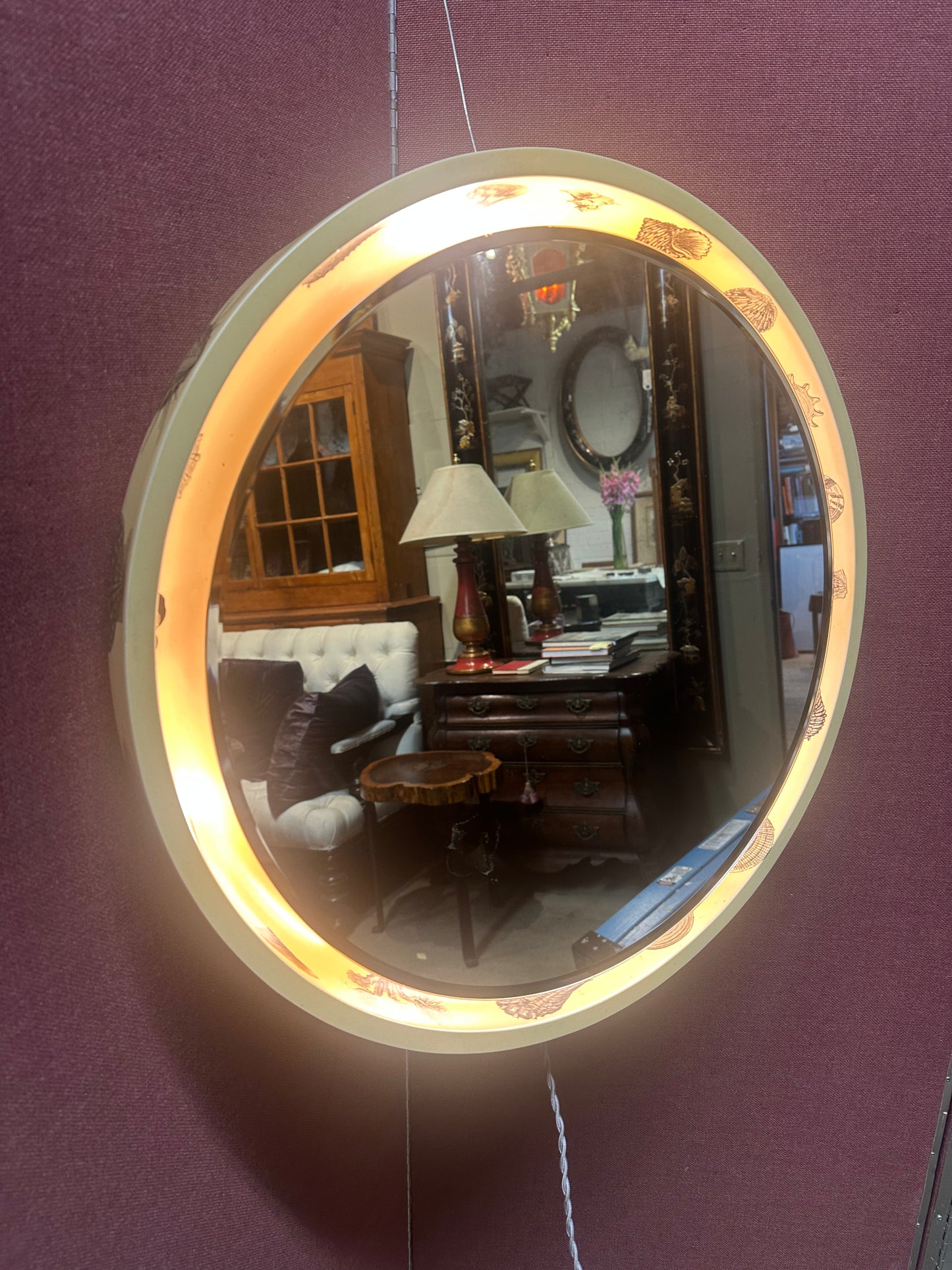 1960s Italian Backlit Wall Mirror with Shell Motif by Fornasetti