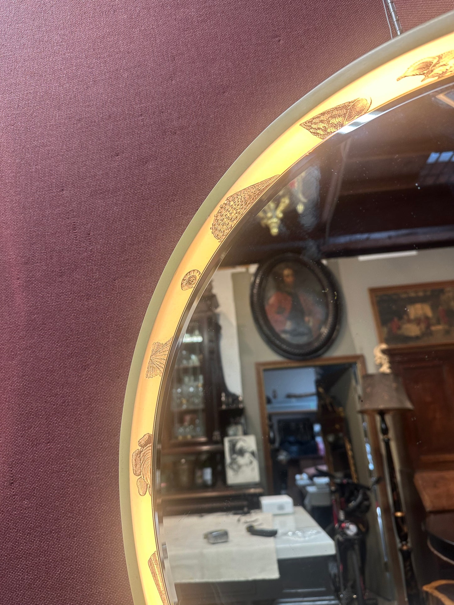 1960s Italian Backlit Wall Mirror with Shell Motif by Fornasetti
