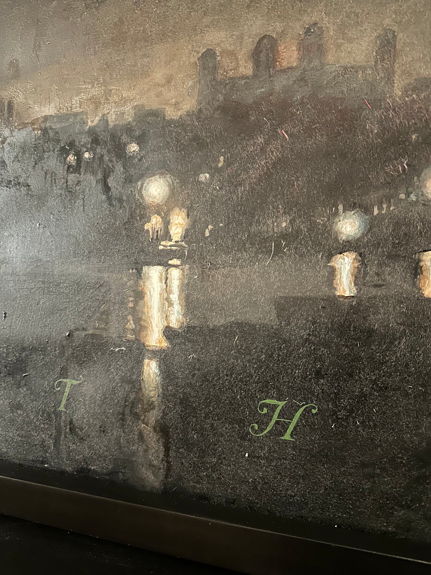 Nighttime Cityscape with “L E T H E” Lettering, Artist Unknown