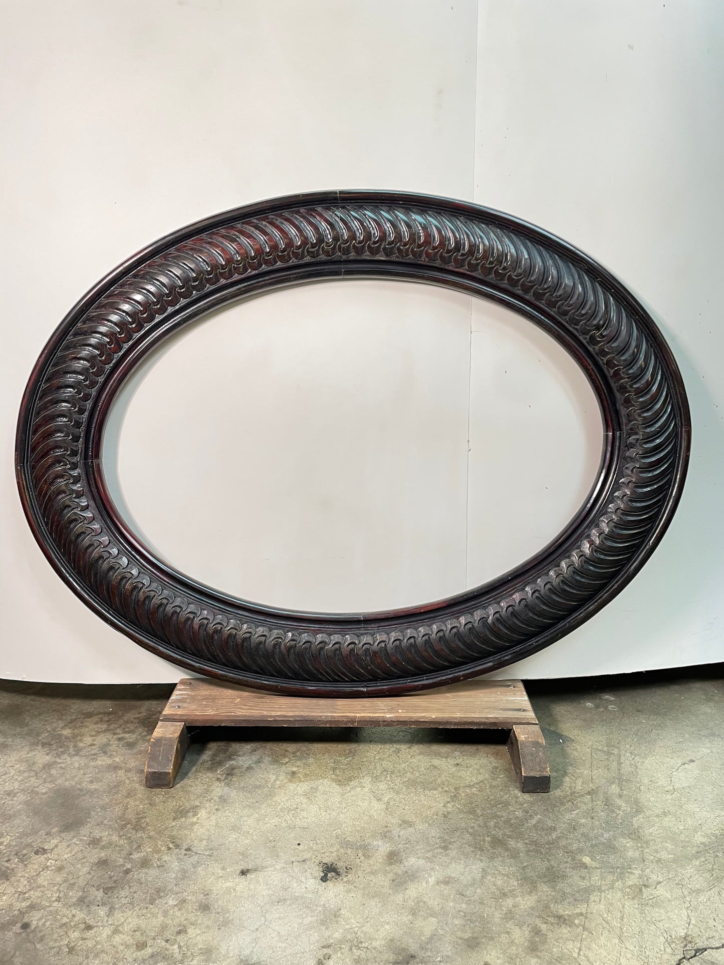 Mahogany Hand-Carved Oval Frame