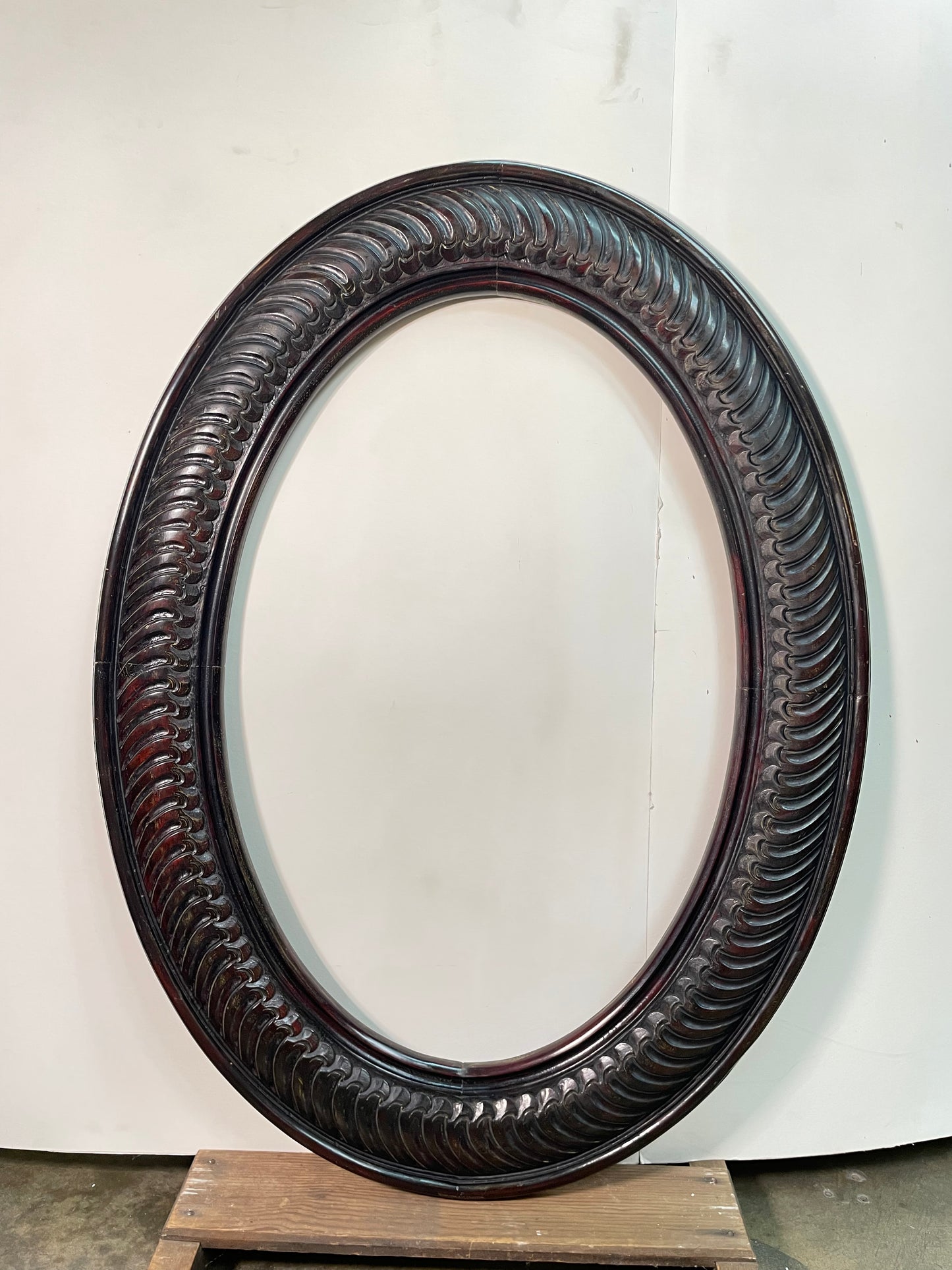 Mahogany Hand-Carved Oval Frame