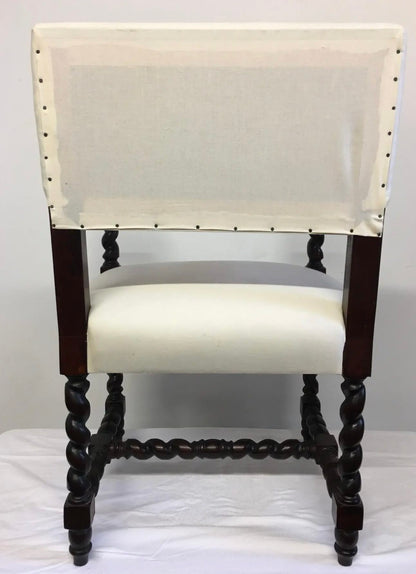 Period Style English Chair With Barley Twist Legs and Lions Heads