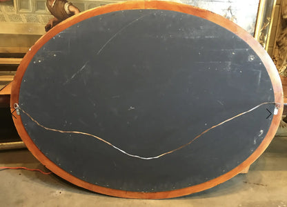 Chinoiserie Gold Bamboo Leaves on Black Frame With Antiqued Oval Smoky Mirror