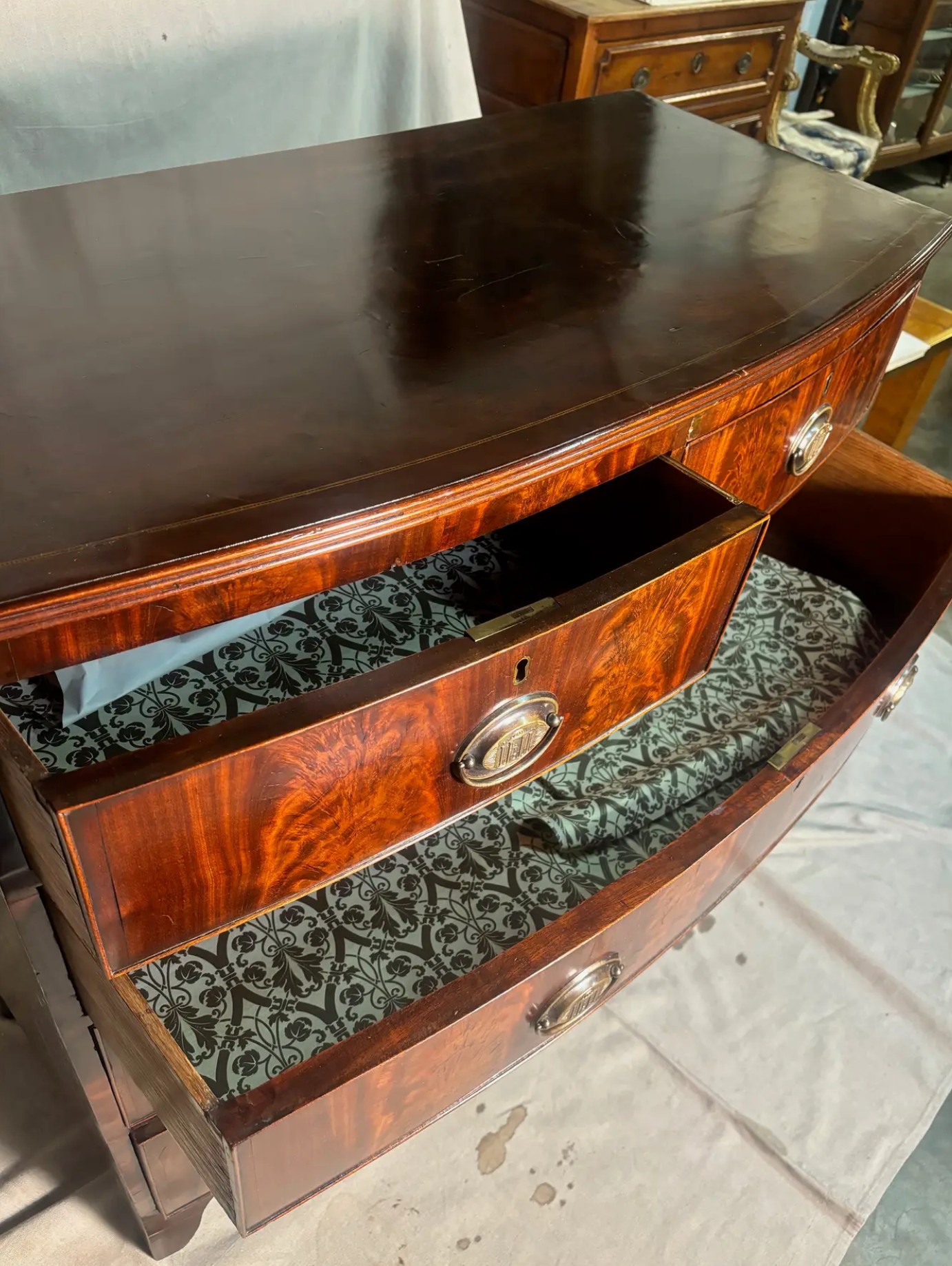 Georgian Bow Chested Chest of Drawers