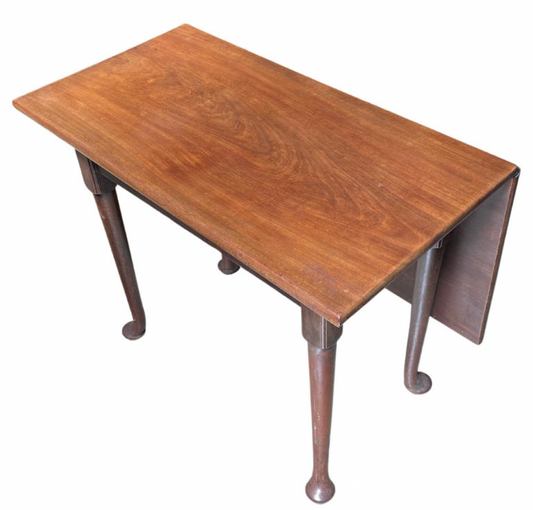 Antique Queen Anne Singular Drop Leaf Table With Drawer