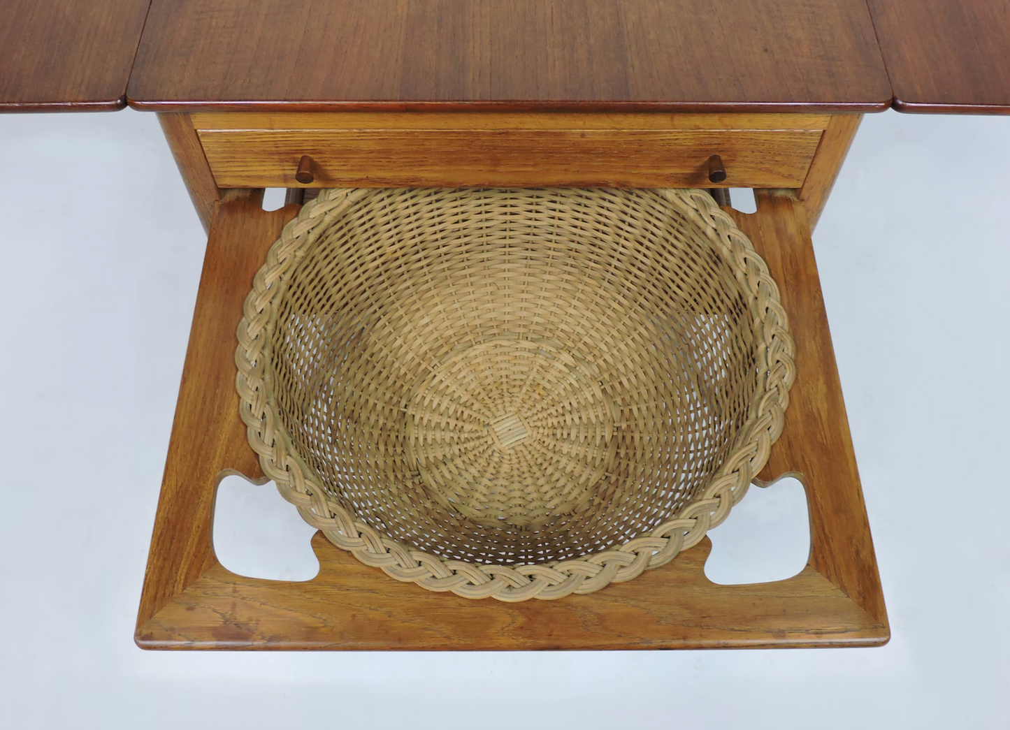 1950s Hans Wegner Danish Modern at-33 Teak and Oak Sewing Table